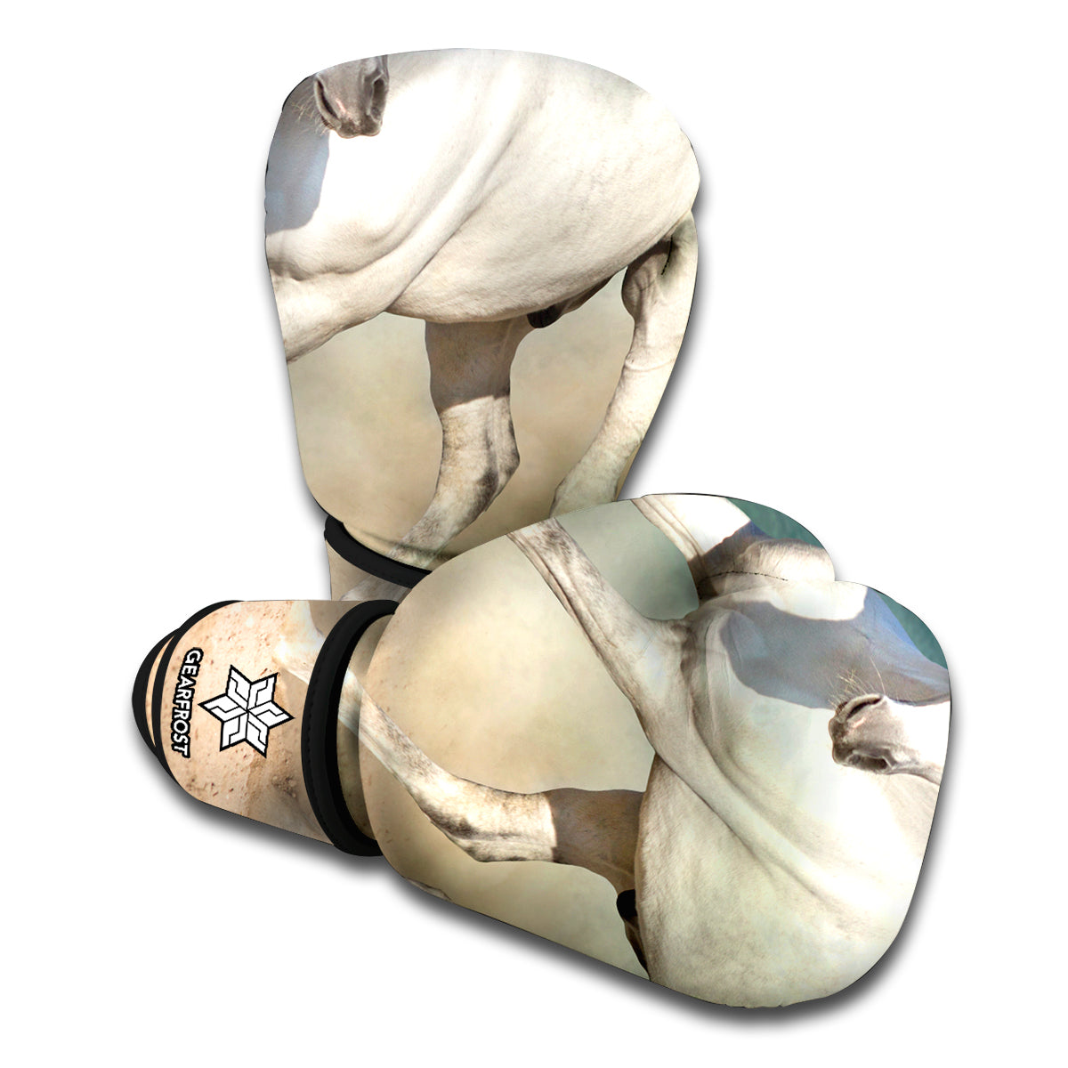 White Stallion Horse Print Boxing Gloves