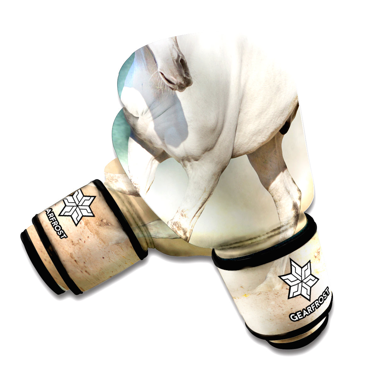 White Stallion Horse Print Boxing Gloves