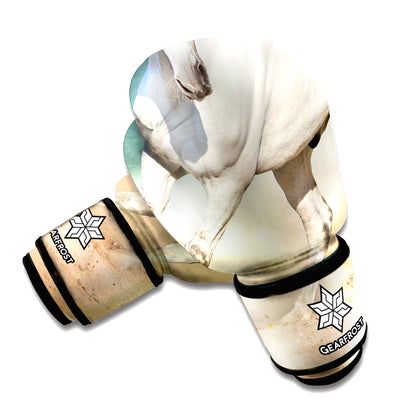 White Stallion Horse Print Boxing Gloves