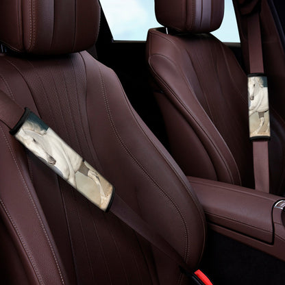 White Stallion Horse Print Car Seat Belt Covers