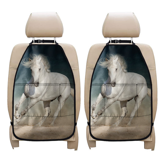 White Stallion Horse Print Car Seat Organizers