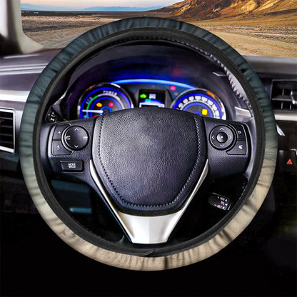 White Stallion Horse Print Car Steering Wheel Cover