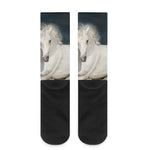 White Stallion Horse Print Crew Socks