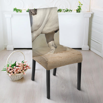 White Stallion Horse Print Dining Chair Slipcover