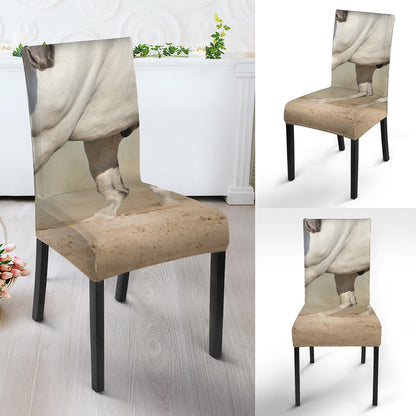 White Stallion Horse Print Dining Chair Slipcover