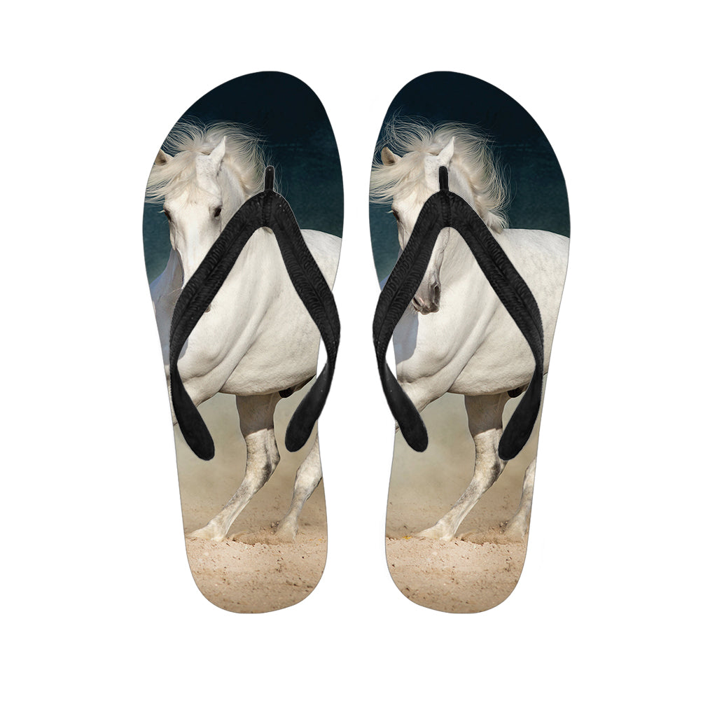 White Stallion Horse Print Flip Flops