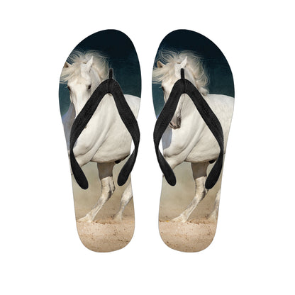 White Stallion Horse Print Flip Flops
