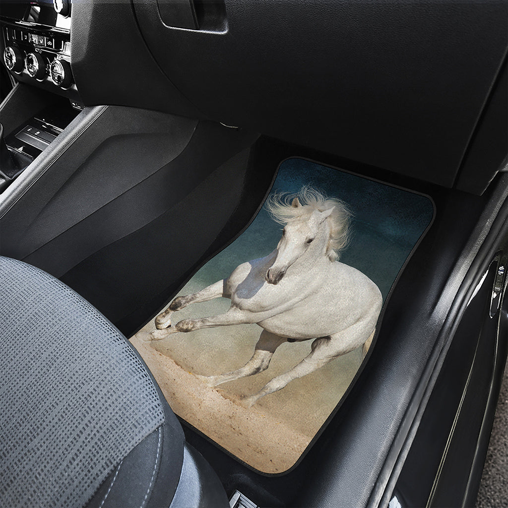 White Stallion Horse Print Front and Back Car Floor Mats