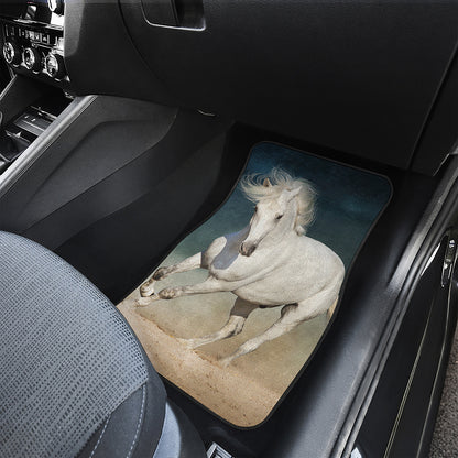 White Stallion Horse Print Front and Back Car Floor Mats