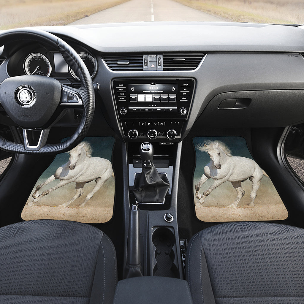 White Stallion Horse Print Front Car Floor Mats
