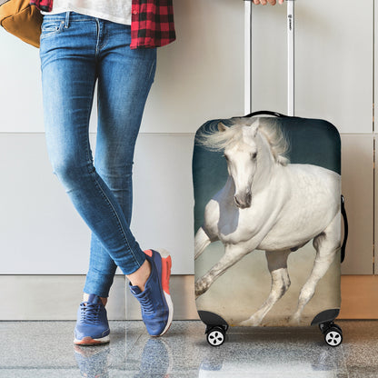 White Stallion Horse Print Luggage Cover