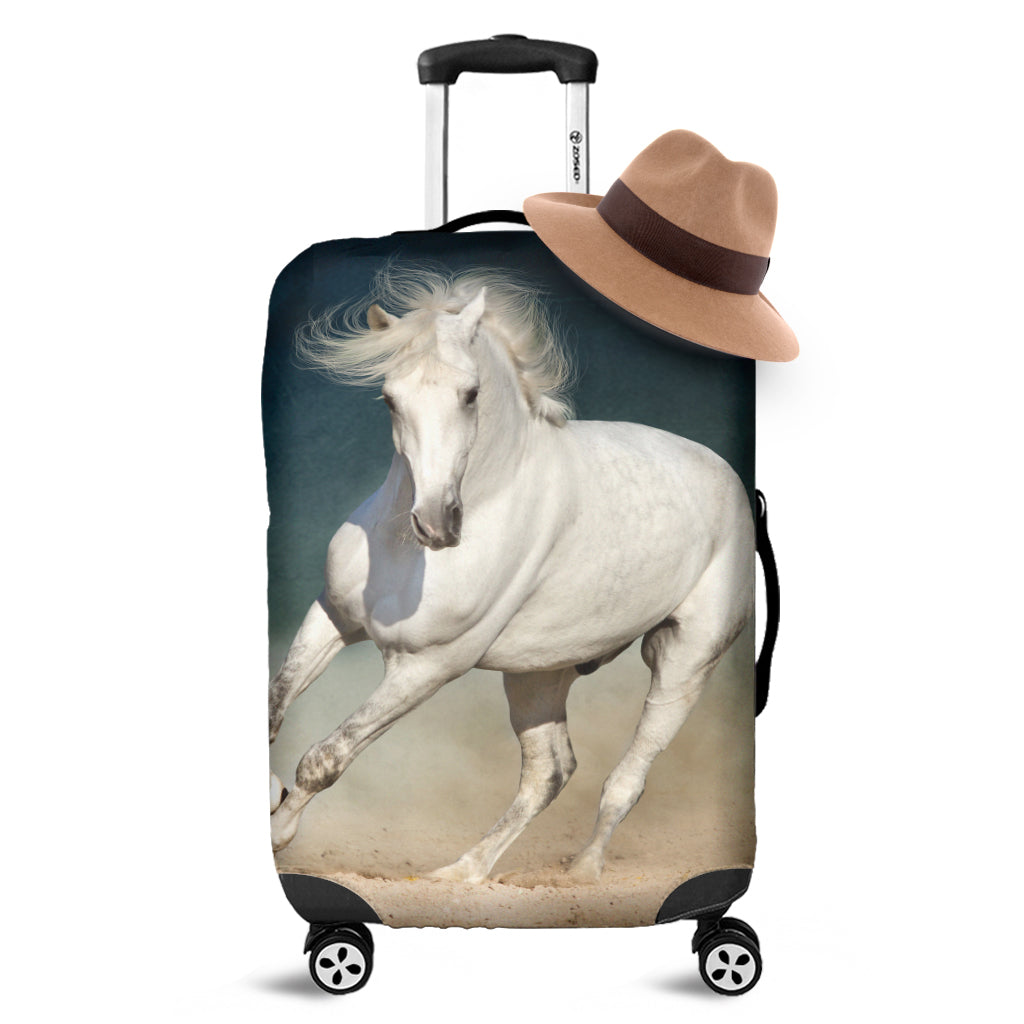 White Stallion Horse Print Luggage Cover
