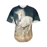 White Stallion Horse Print Men's Baseball Jersey