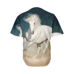 White Stallion Horse Print Men's Baseball Jersey