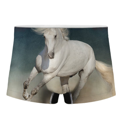White Stallion Horse Print Men's Boxer Briefs