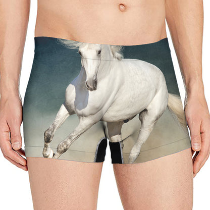White Stallion Horse Print Men's Boxer Briefs