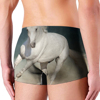 White Stallion Horse Print Men's Boxer Briefs