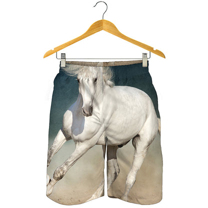 White Stallion Horse Print Men's Shorts