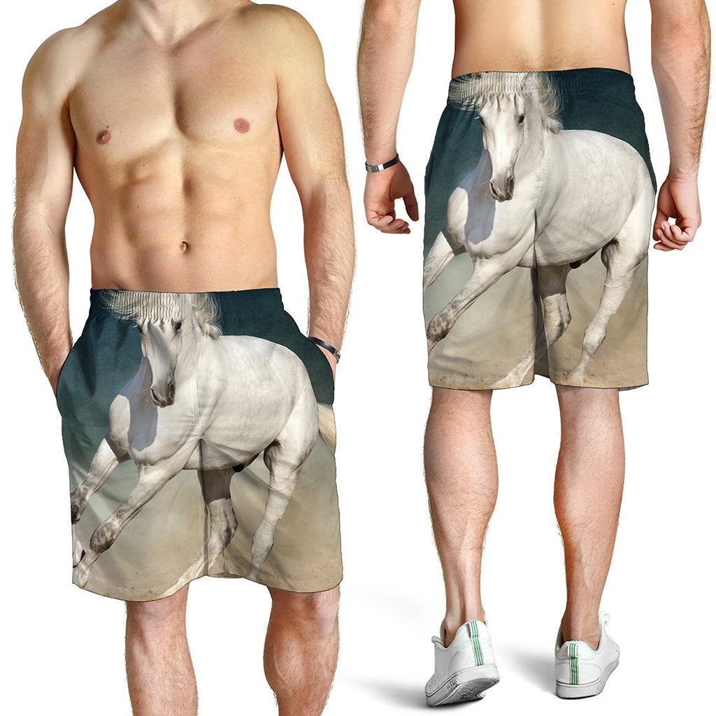 White Stallion Horse Print Men's Shorts