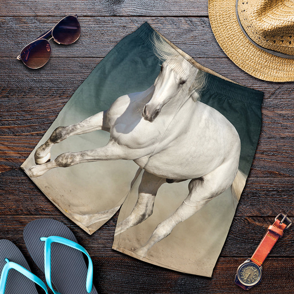 White Stallion Horse Print Men's Shorts