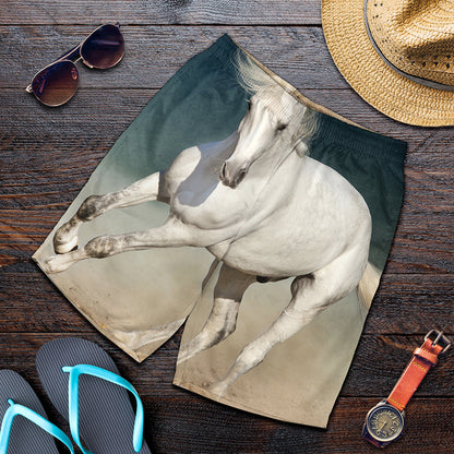 White Stallion Horse Print Men's Shorts