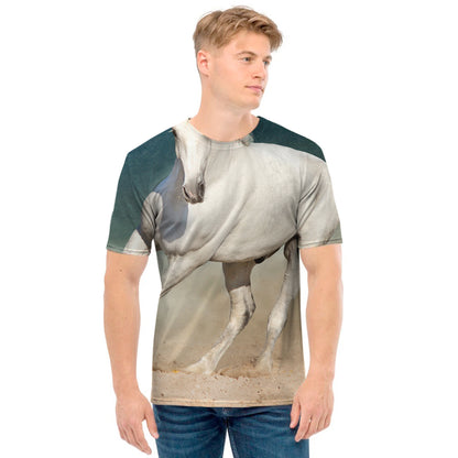 White Stallion Horse Print Men's T-Shirt