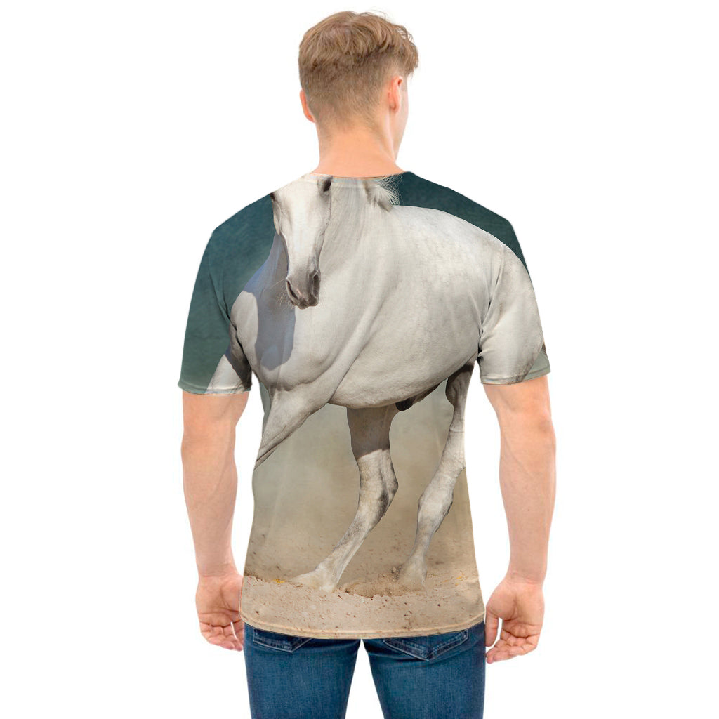 White Stallion Horse Print Men's T-Shirt