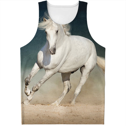 White Stallion Horse Print Men's Tank Top