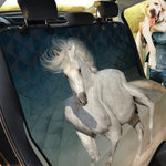 White Stallion Horse Print Pet Car Back Seat Cover