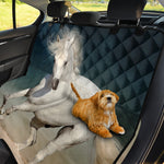 White Stallion Horse Print Pet Car Back Seat Cover