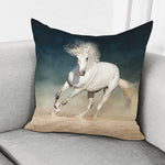 White Stallion Horse Print Pillow Cover