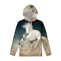 White Stallion Horse Print Pullover Hoodie
