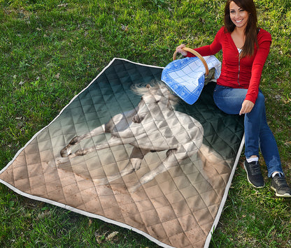 White Stallion Horse Print Quilt