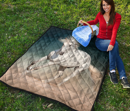 White Stallion Horse Print Quilt