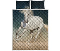White Stallion Horse Print Quilt Bed Set