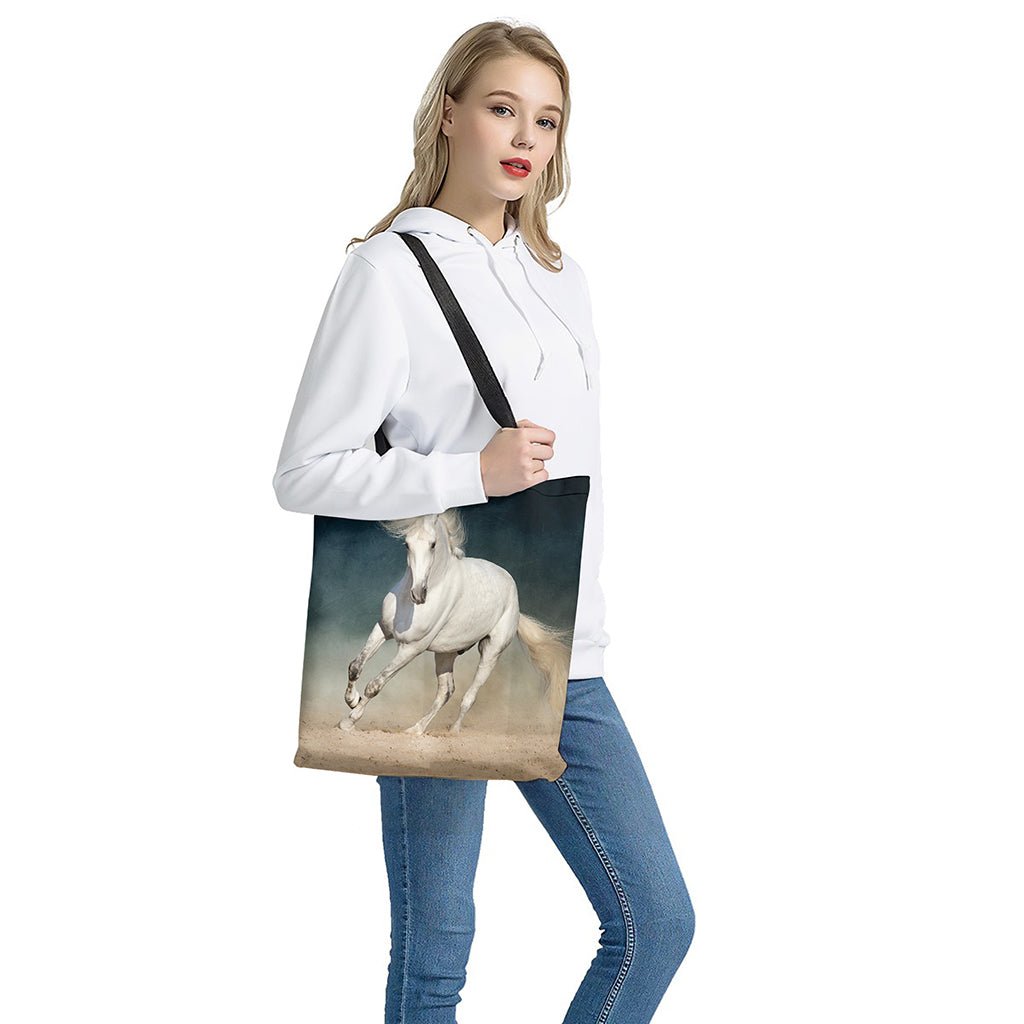 White Stallion Horse Print Tote Bag