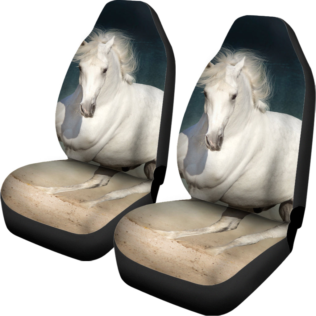 White Stallion Horse Print Universal Fit Car Seat Covers
