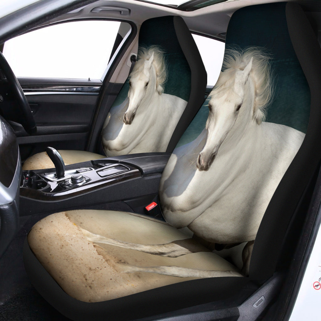 White Stallion Horse Print Universal Fit Car Seat Covers