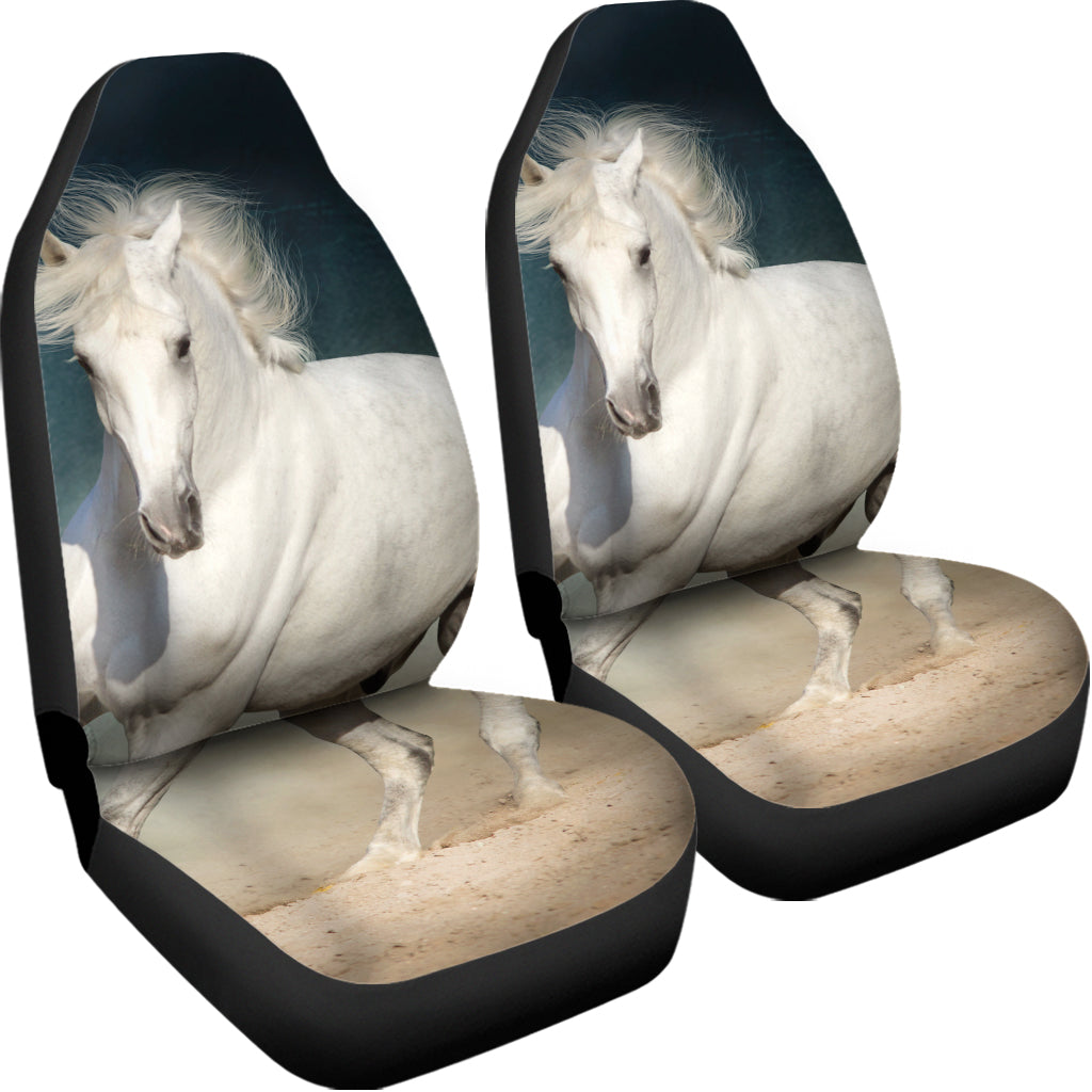 White Stallion Horse Print Universal Fit Car Seat Covers