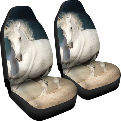 White Stallion Horse Print Universal Fit Car Seat Covers
