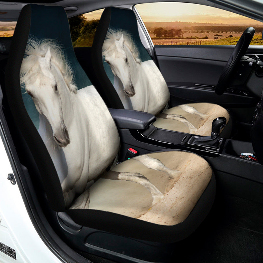 White Stallion Horse Print Universal Fit Car Seat Covers