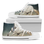 White Stallion Horse Print White High Top Shoes