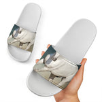 White Stallion Horse Print White Slide Sandals