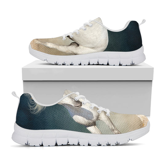White Stallion Horse Print White Sneakers