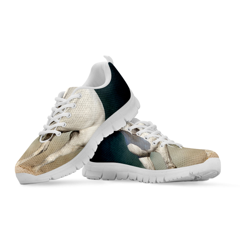 White Stallion Horse Print White Sneakers