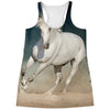 White Stallion Horse Print Women's Racerback Tank Top