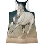 White Stallion Horse Print Women's Racerback Tank Top