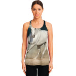 White Stallion Horse Print Women's Racerback Tank Top