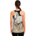 White Stallion Horse Print Women's Racerback Tank Top
