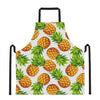 White Summer Pineapple Pattern Print Apron